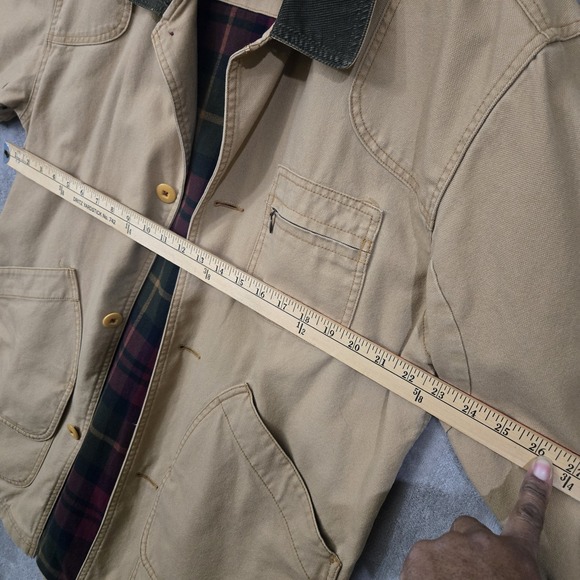 Vintage LL Bean Chore Jacket Mens Medium Duck Canvas Barn Cabin Plaid Corduroy - Picture 10 of 10